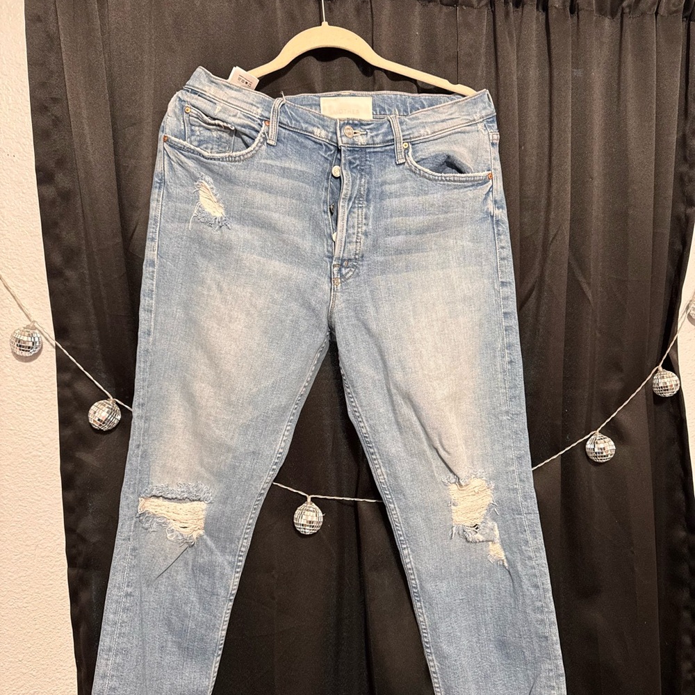 Women's MOTHER Light Blue Distressed Jeans